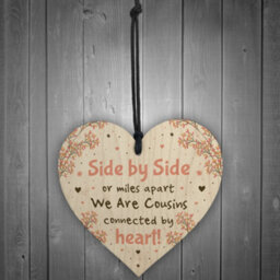 Red Ocean Cousin Birthday Card Gift Cousin Christmas Gift Wooden Heart Family Plaque - thumbnail 2