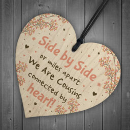 Red Ocean Cousin Birthday Card Gift Cousin Christmas Gift Wooden Heart Family Plaque - thumbnail 6