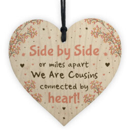 Red Ocean Cousin Birthday Card Gift Cousin Christmas Gift Wooden Heart Family Plaque - thumbnail 1