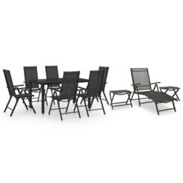 Walplus 10 Piece Garden Outdoor Dining Set Suitable For Backyard, Patio Black And Anthracite - thumbnail 1