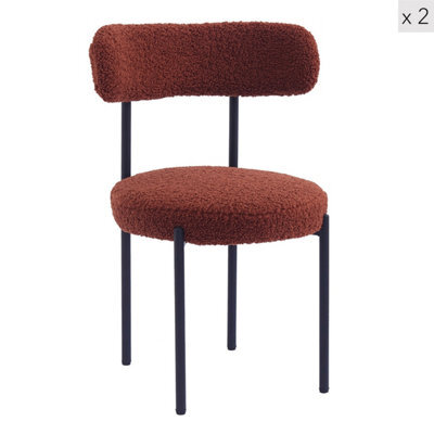 Nordlys Set Of 2 Metal And Terracotta Bouclé Dining Chairs Modern Design Style Dining Room - image 1
