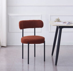 Nordlys Set Of 2 Metal And Terracotta Bouclé Dining Chairs Modern Design Style Dining Room - thumbnail 3