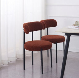 Nordlys Set Of 2 Metal And Terracotta Bouclé Dining Chairs Modern Design Style Dining Room - thumbnail 7