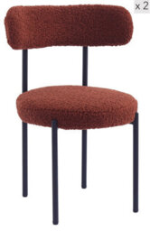 Nordlys Set Of 2 Metal And Terracotta Bouclé Dining Chairs Modern Design Style Dining Room - thumbnail 2