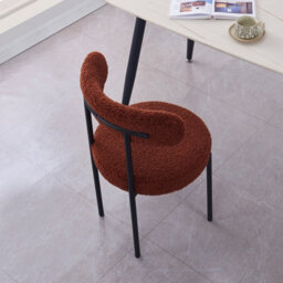 Nordlys Set Of 2 Metal And Terracotta Bouclé Dining Chairs Modern Design Style Dining Room - thumbnail 4