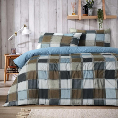 Glencoe Check Duvet Set In Natural - Single