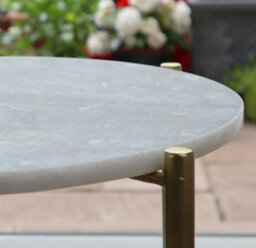 Aspect Furniture Naomi Genuine Round White Marble Side Table , Gold Legs - thumbnail 4