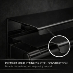 Billtix Toilet Roll Holder Wall Mounted With Shelf Stainless Steel Toilet Paper Holder Bathroom Tissue Roll Storage Black - thumbnail 3