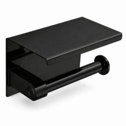Billtix Toilet Roll Holder Wall Mounted With Shelf Stainless Steel Toilet Paper Holder Bathroom Tissue Roll Storage Black - thumbnail 1
