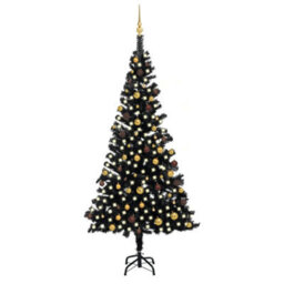 Berkfield Artificial Christmas Tree With Leds&ball Set Black 240 Cm Pvc - thumbnail 1