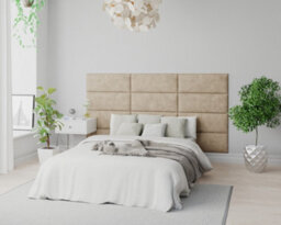 Aspire Easymount Wall Mounted Upholstered Panels, Modular Diy Headboard In Kimiyo Linen Fabric, Beige (Pack Of 8) - thumbnail 4