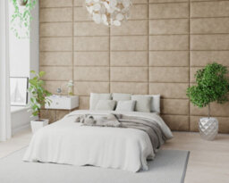 Aspire Easymount Wall Mounted Upholstered Panels, Modular Diy Headboard In Kimiyo Linen Fabric, Beige (Pack Of 8) - thumbnail 3