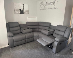 Roman Fabric 2C2 Corner Recliner Sofa Grey