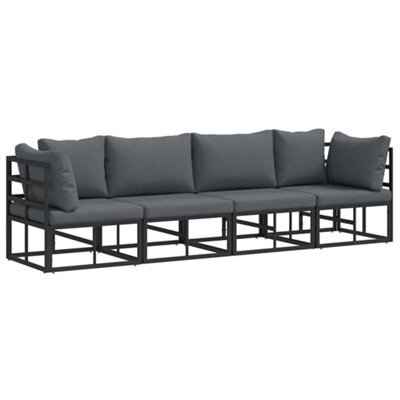 Berkfield Modern Garden Sofa Set With Cushion 4 Pcs Black Aluminium - image 1