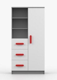 Arte Bold Grey And White Sideboard H1600mm W800mm D400mm - Red Handles For Statement Interiors - thumbnail 2