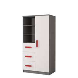 Arte Bold Grey And White Sideboard H1600mm W800mm D400mm - Red Handles For Statement Interiors - thumbnail 1