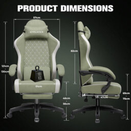 Gtplayer Fabric Gaming Chair With Footrest, Ergonomic Computer Desk Chair With Pocket Spring Cushion Home Office Chair, Green - thumbnail 3