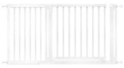 Safetots Wooden Elegance Gate, White, 145Cm - 153Cm, Pressure Fit Safety Gate, 73Cm Extra Wide Doorway, Easy Installation - image 1