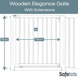 Safetots Wooden Elegance Gate, White, 145Cm - 153Cm, Pressure Fit Safety Gate, 73Cm Extra Wide Doorway, Easy Installation - thumbnail 3