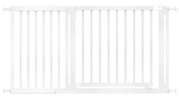 Safetots Wooden Elegance Gate, White, 145Cm - 153Cm, Pressure Fit Safety Gate, 73Cm Extra Wide Doorway, Easy Installation