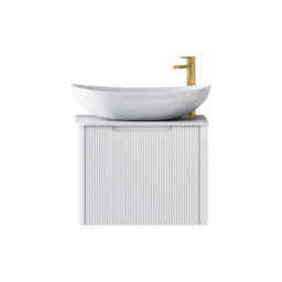 Royal Bathrooms Avenza 600mm Matte White Wall Hung Bathroom Countertop Vanity Unit 1 Drawer With Cesar Basin - thumbnail 6