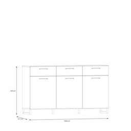 Wyld Haus Innsbruck Light Grey Wooden 3 Door 3 Drawer Storage Chest - thumbnail 7