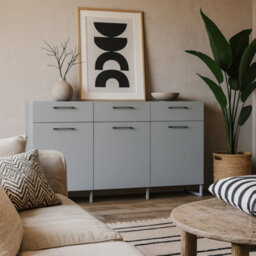 Wyld Haus Innsbruck Light Grey Wooden 3 Door 3 Drawer Storage Chest - thumbnail 2