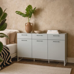 Wyld Haus Innsbruck Light Grey Wooden 3 Door 3 Drawer Storage Chest - thumbnail 1