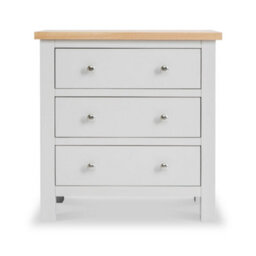 Farro Grey 3 Drawer Chest Fully Assembled - Painted With Oak Top By Roseland Furniture - thumbnail 4