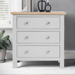 Farro Grey 3 Drawer Chest Fully Assembled - Painted With Oak Top By Roseland Furniture - thumbnail 3