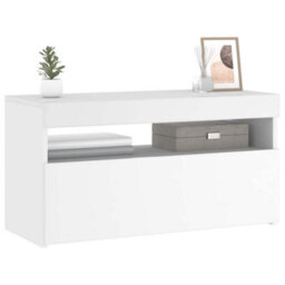 Berkfield Modern Tv Cabinet With Led Lights White 75X35X40 Cm - thumbnail 6