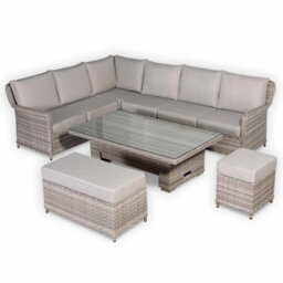 Furnishings For Less UK Left Hand Rattan Garden Corner Sofa Set With Rising Table - thumbnail 4