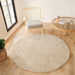 Livabliss Round Moda Shaggy-Solid Color Beige Plush Soft Pile Living Bedroom Rug 120 X 120 Cm Easy Care, Non Shedding - thumbnail 2
