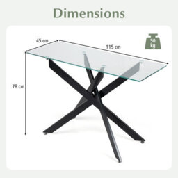 Costway Glass Console Table 115 Cm Entryway Table With Clear Tempered Glass Top-Black - thumbnail 6