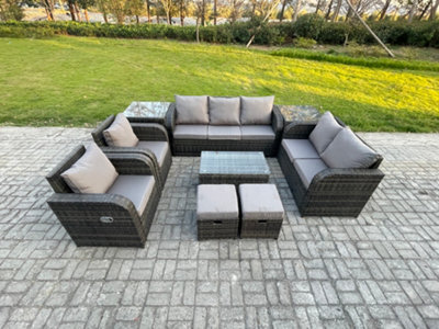 Fimous Patio Garden Furniture Sets Wicker 9 Seater Outdoor Rattan Furniture Sofa Sets With Rectangular Coffee Table - image 1