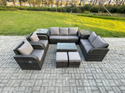 Fimous Patio Garden Furniture Sets Wicker 9 Seater Outdoor Rattan Furniture Sofa Sets With Rectangular Coffee Table - thumbnail 1