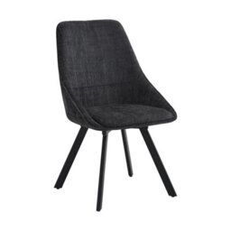 Fwstyle Myla Set Of 2 Black Chenille Upholstered 360 Degree Swivelling Dining Chairs - thumbnail 4