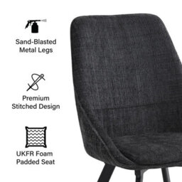 Fwstyle Myla Set Of 2 Black Chenille Upholstered 360 Degree Swivelling Dining Chairs - thumbnail 3