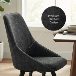 Fwstyle Myla Set Of 2 Black Chenille Upholstered 360 Degree Swivelling Dining Chairs - thumbnail 2