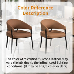 Fativo 79Cm H Set Of 2 Dining Chairs Microfiber Leather Accent Upholstered Arm Chair Low Back Dining Room Kitchen,  Reddish Brown - thumbnail 3