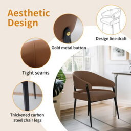 Fativo 79Cm H Set Of 2 Dining Chairs Microfiber Leather Accent Upholstered Arm Chair Low Back Dining Room Kitchen,  Reddish Brown - thumbnail 5