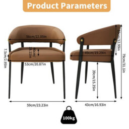 Fativo 79Cm H Set Of 2 Dining Chairs Microfiber Leather Accent Upholstered Arm Chair Low Back Dining Room Kitchen,  Reddish Brown - thumbnail 2