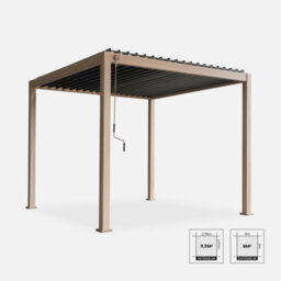 Sweeek - Louvered Pergola Aluminium 3 X 3M V2 Wood Coloured/anthracite - Triomphe - thumbnail 2