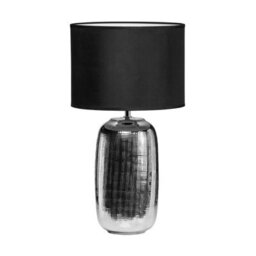 Orsina Chrome Finish Ceramic Base Table Lamp With Black Shade,bedside Lamp,desk Lamp With In-Line On/off Switch