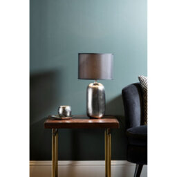 Orsina Chrome Finish Ceramic Base Table Lamp With Black Shade,bedside Lamp,desk Lamp With In-Line On/off Switch - thumbnail 2
