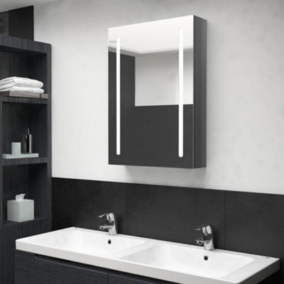 Berkfield Led Bathroom Mirror Cabinet Shining Grey 50X13X70 Cm - image 1