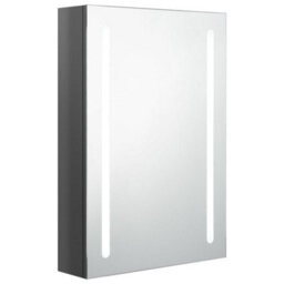 Berkfield Led Bathroom Mirror Cabinet Shining Grey 50X13X70 Cm - thumbnail 2