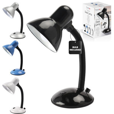 Powatron Desk Lamp Black Flexible Adjustable Living Room Desk Lamp For Home Office Halogen Bulb Included