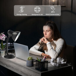 Powatron Desk Lamp Black Flexible Adjustable Living Room Desk Lamp For Home Office Halogen Bulb Included - thumbnail 5