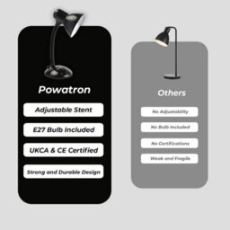 Powatron Desk Lamp Black Flexible Adjustable Living Room Desk Lamp For Home Office Halogen Bulb Included - thumbnail 3